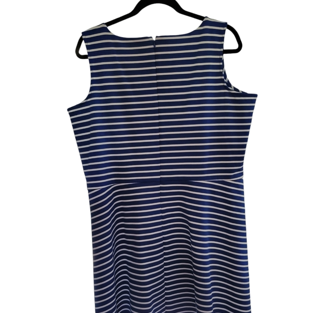 Talbots Sleeveless Blue White Striped Casual A-Line Dress 2XP - Picture 2 of 3